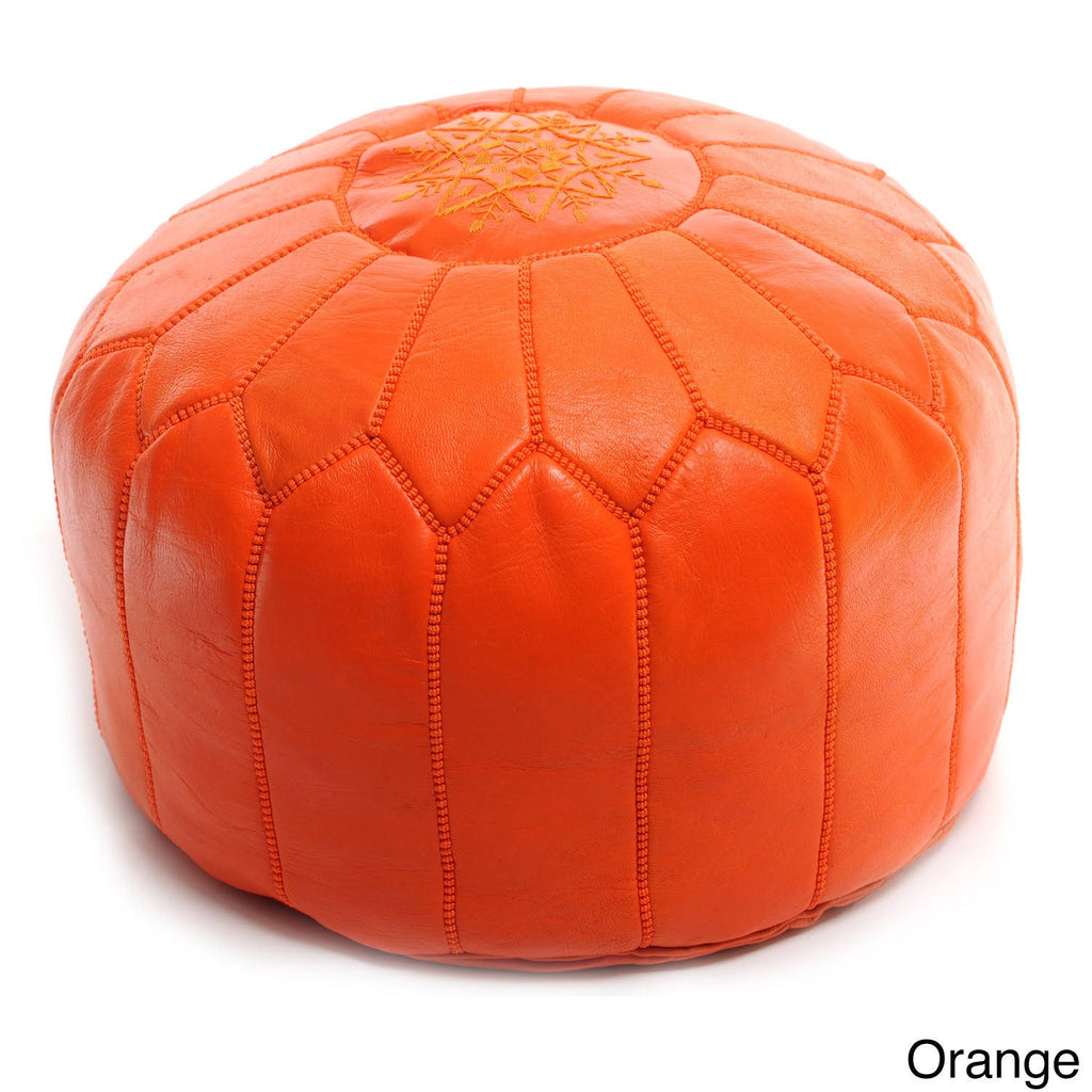 Orange Leather Ottoman E14588