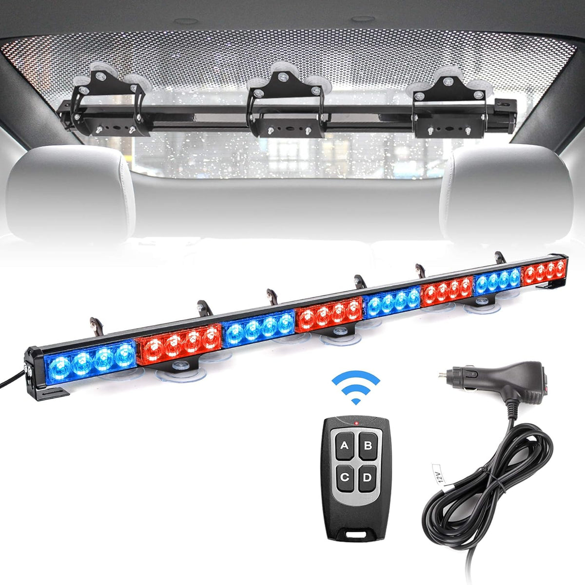 Amber White 35.5 inch 8 Panels Strobe Light Bar Pack of 2 D6077