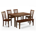 6 Piece Rectangular Dining Table Set with Wooden Chairs And Bench Z133