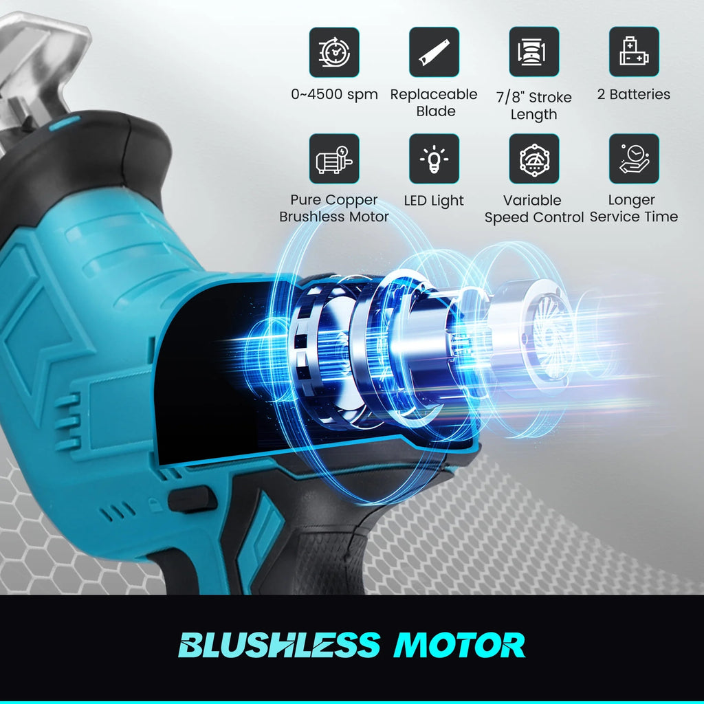 Cordless Reciprocating Saw 21V with 2 Battery 4 Saw Blades E729589