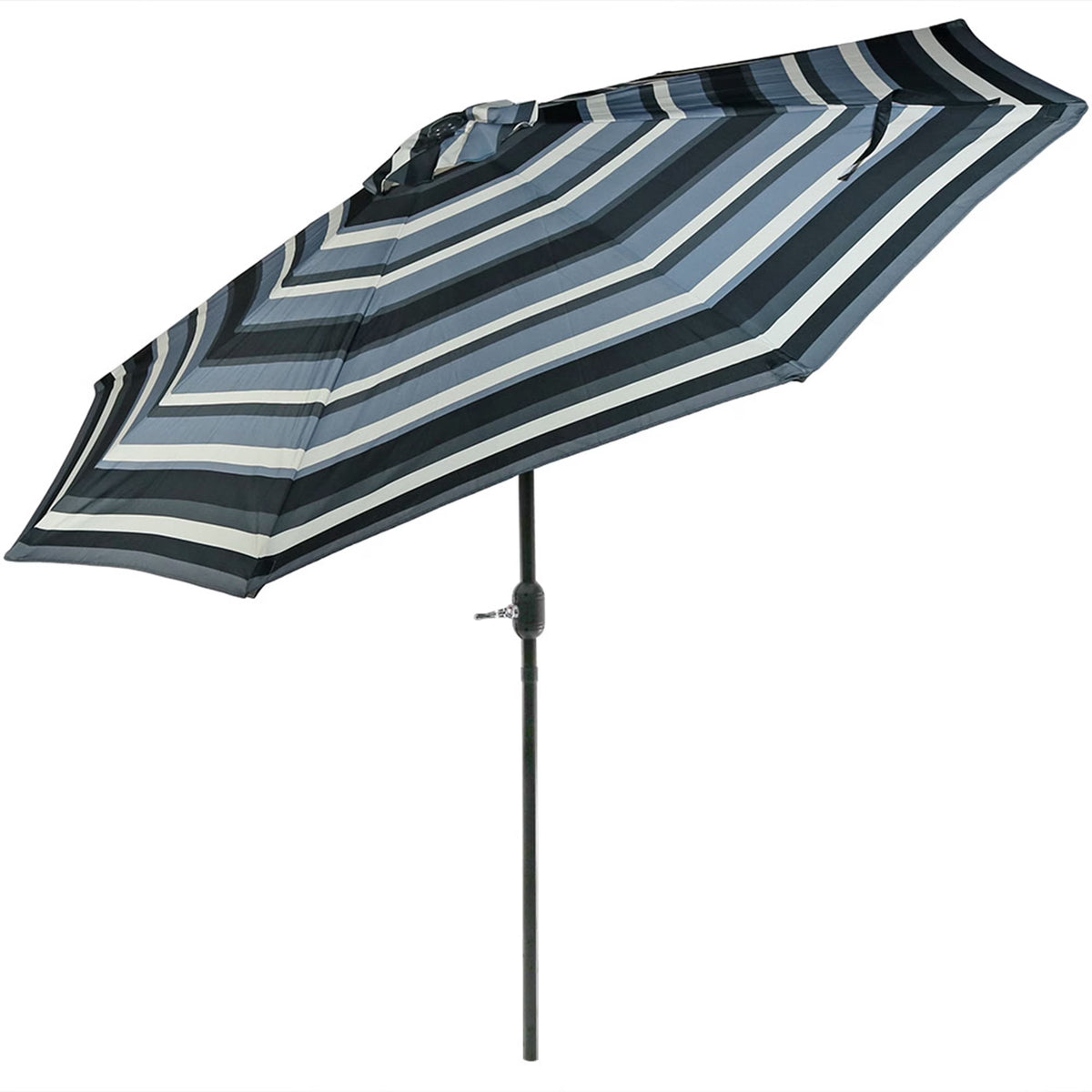 Striped 9' Patio Umbrella with Push Button Tilt & Crank A769