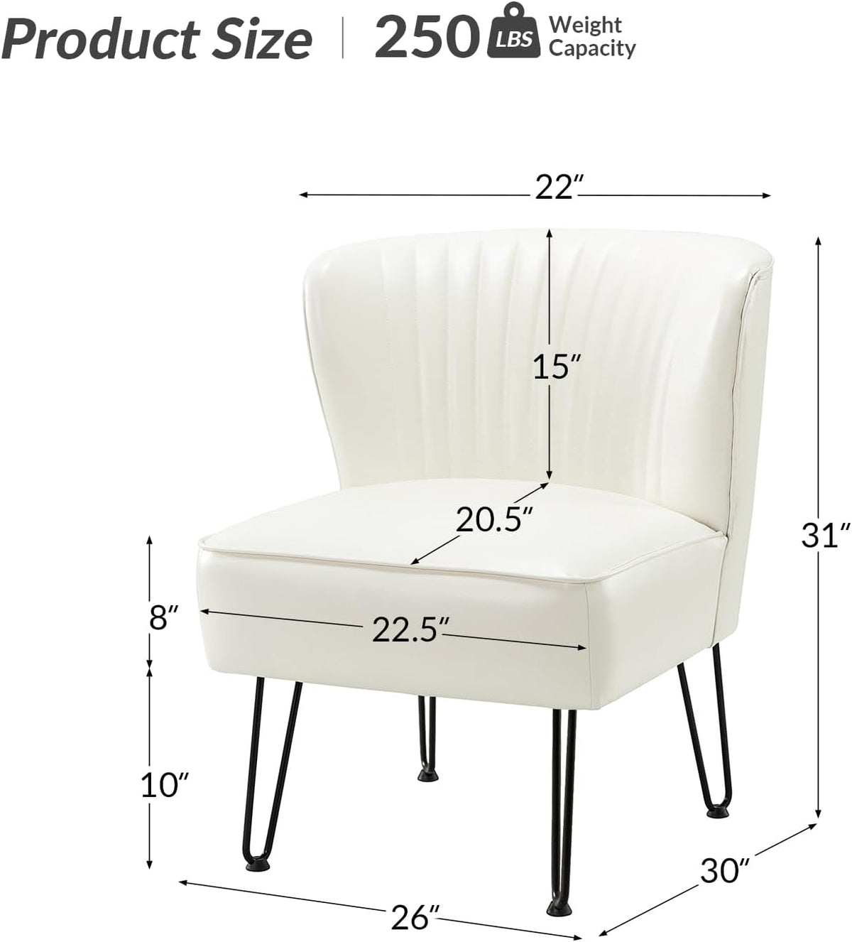 Ivory Faux Leather Accent Chairs Set Of 2 With Metal Base W6565