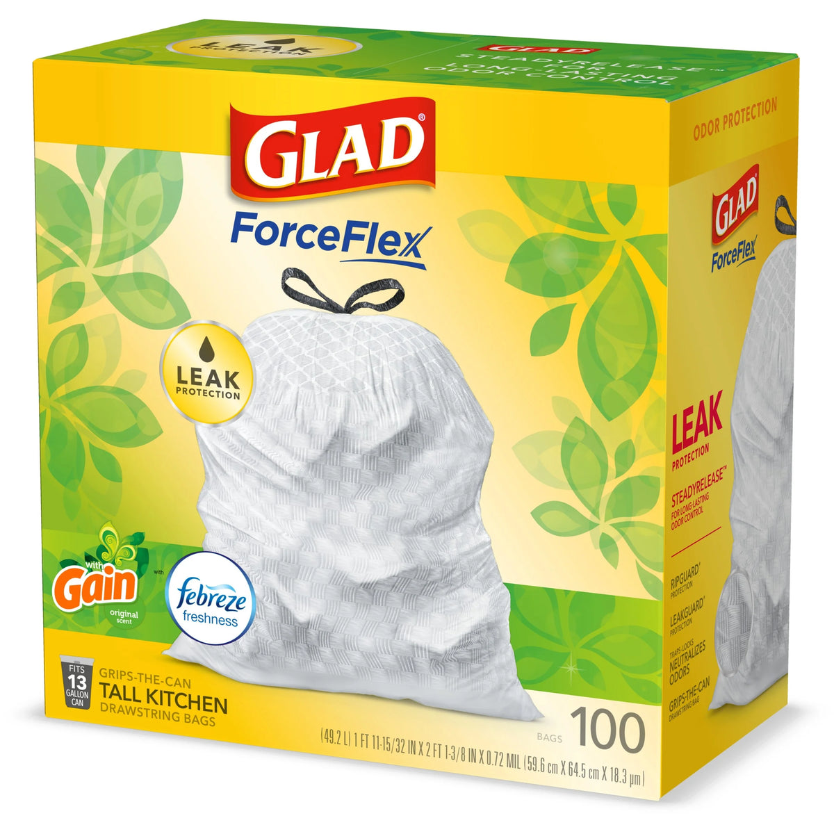 Tall Kitchen Drawstring Trash Bags, 13 Gallon White, 100 Count X27242
