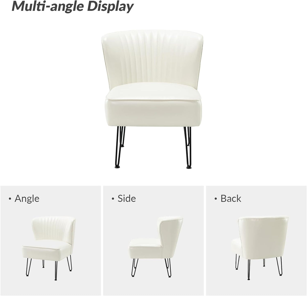 Ivory Faux Leather Accent Chairs Set Of 2 With Metal Base W6565