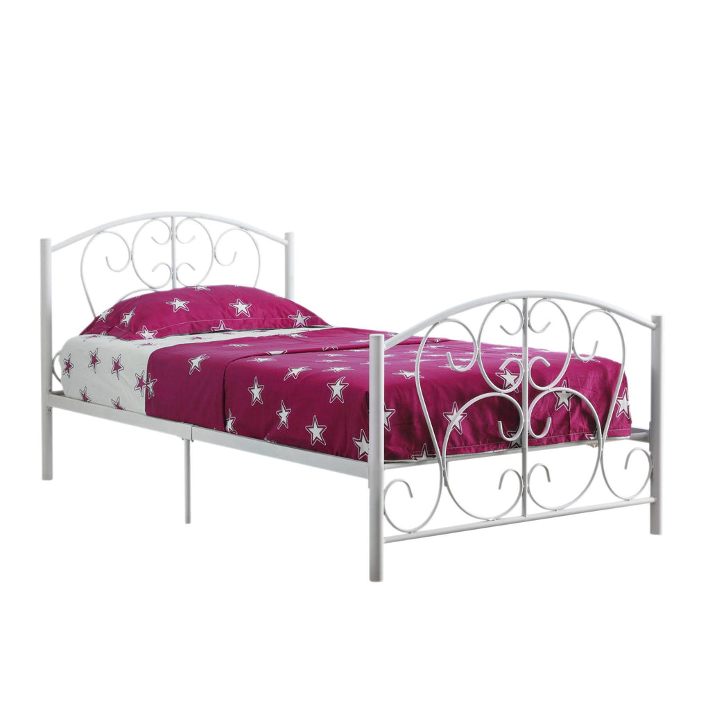 Matte White Rectangular Bed Frame Twin Size X518634