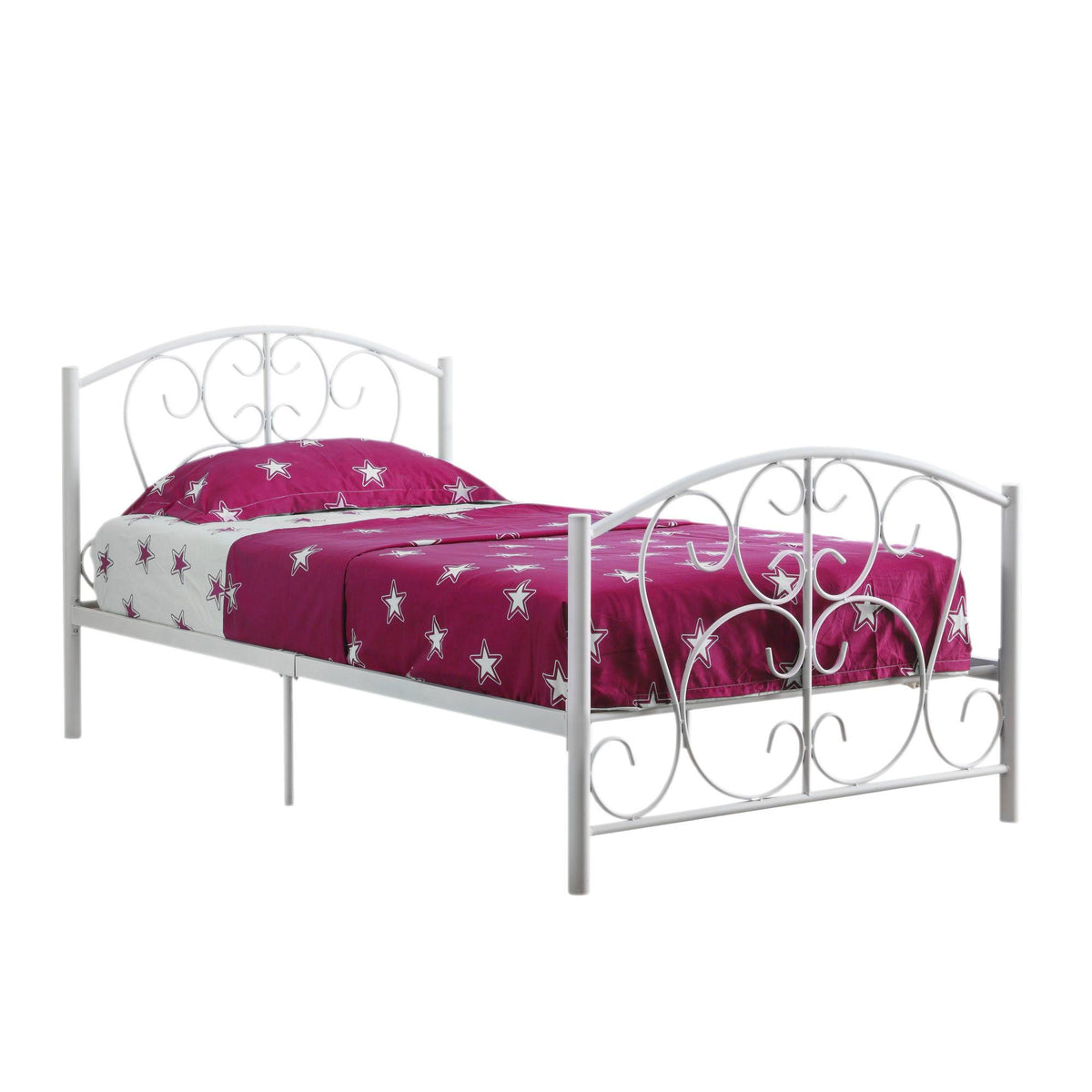 Matte White Rectangular Bed Frame Twin Size X518634
