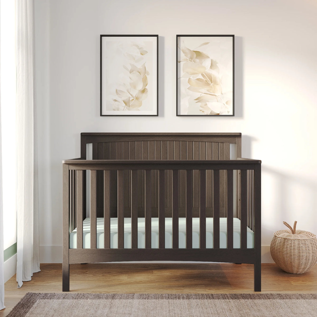 4-Piece Nursery Set with Convertible Crib, Dresser, Glider, and Toy Box V3137