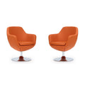 Orange and Polished Chrome Faux Leather Swivel Accent Chair Set of 2 C233