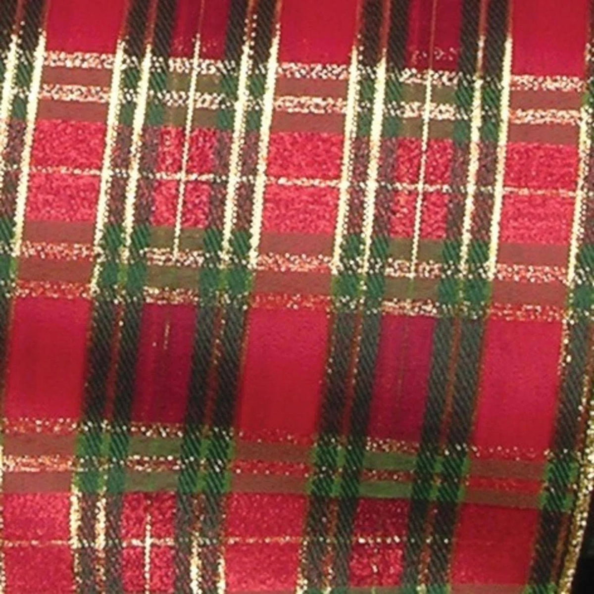Red and Green Tartan Wired Craft Ribbon 20 Yards X8997