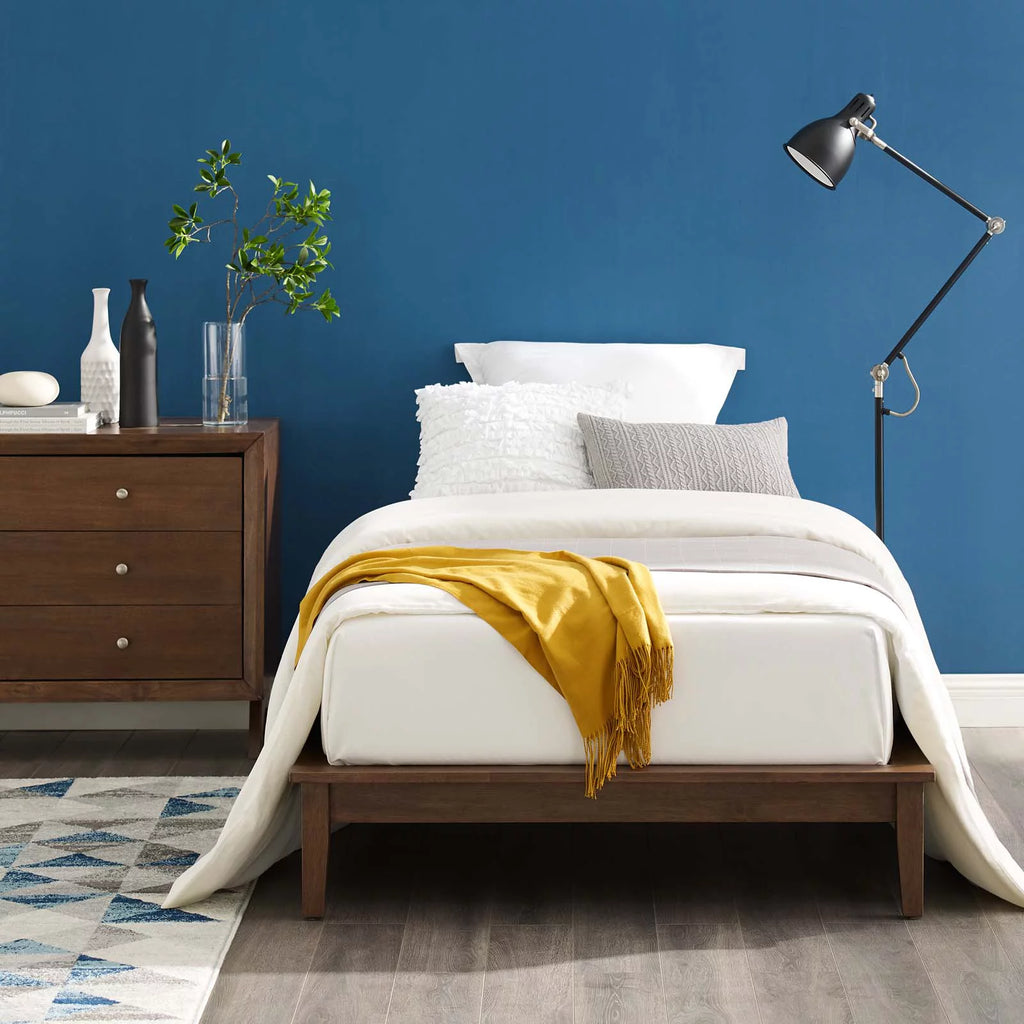 Brown Natural Wood Twin Size Platform Bed Frame U84801