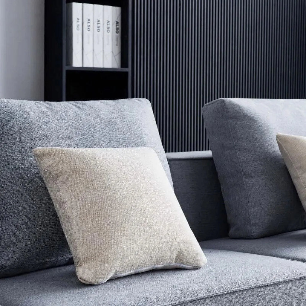 L-Shape Linen Sectional Sofa with Ottoman E30739