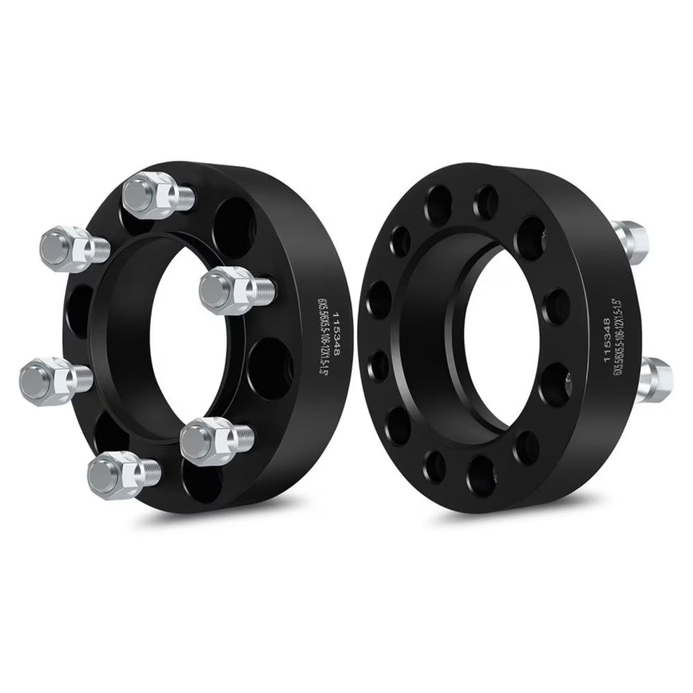 2Pcs 1.5" 6x5.5 Black Hub Wheel Spacers F9260
