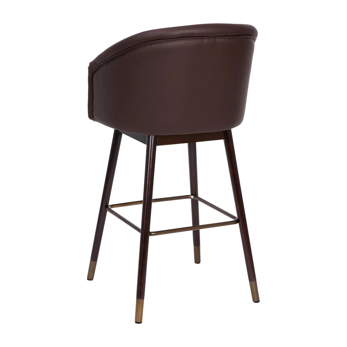 Brown Faux Leather Wood Frame Bar Height Stool S2152