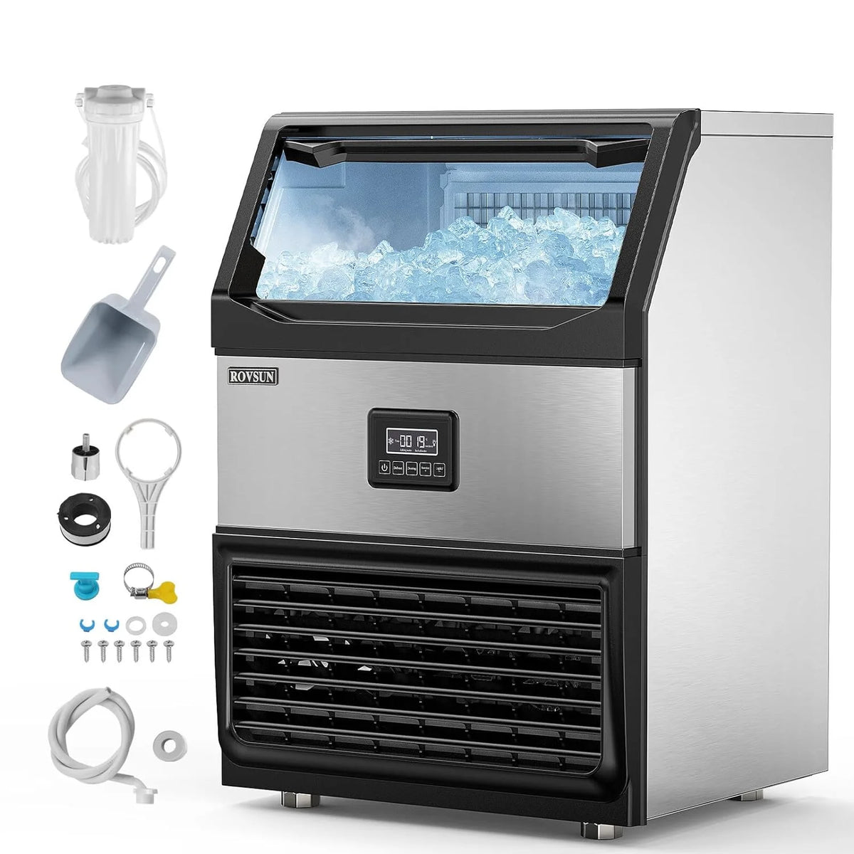 150lbs/24h Stainless Steel Freestanding Ice Maker Machine T16701