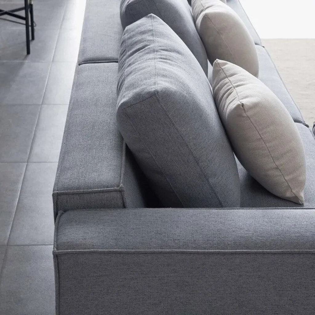 L-Shape Linen Sectional Sofa with Ottoman E30739