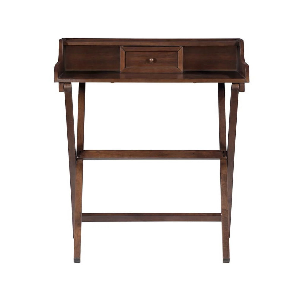 Wood Folding Desk in Antique Walnut Brown D7271
