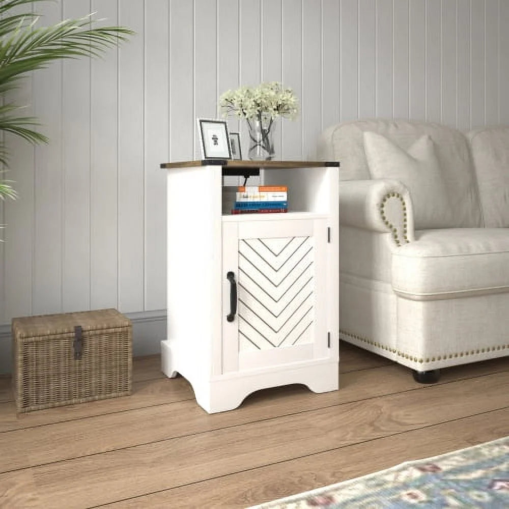 White & Oak Farmhouse Nightstand V307