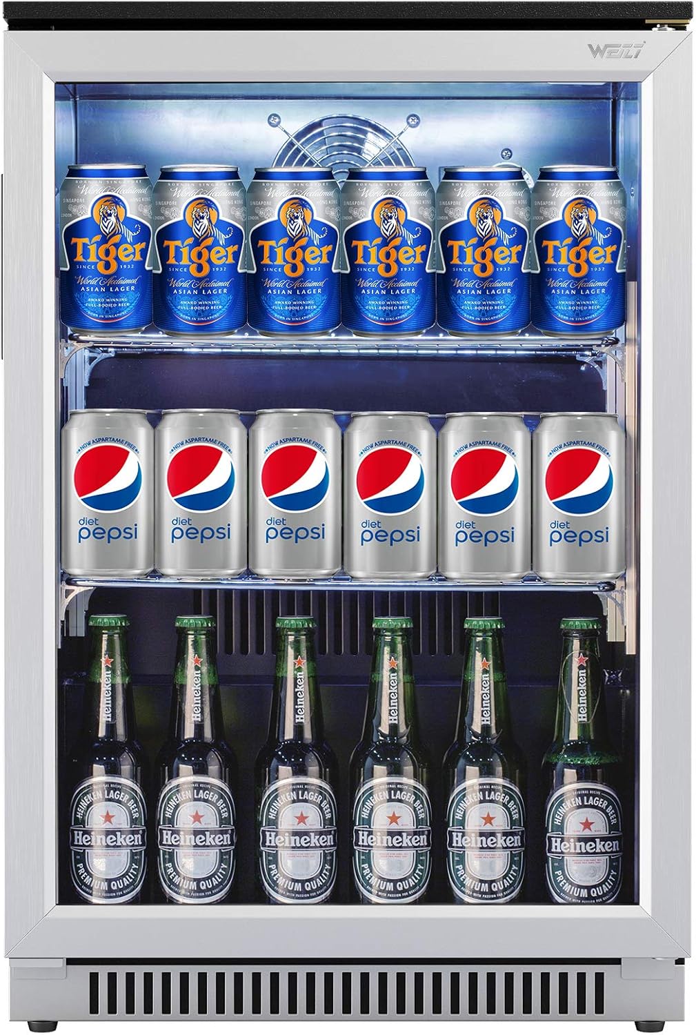 20 Inch Wide Stainless Steel Glass Door Beverage Refrigerator and Cooler P80563