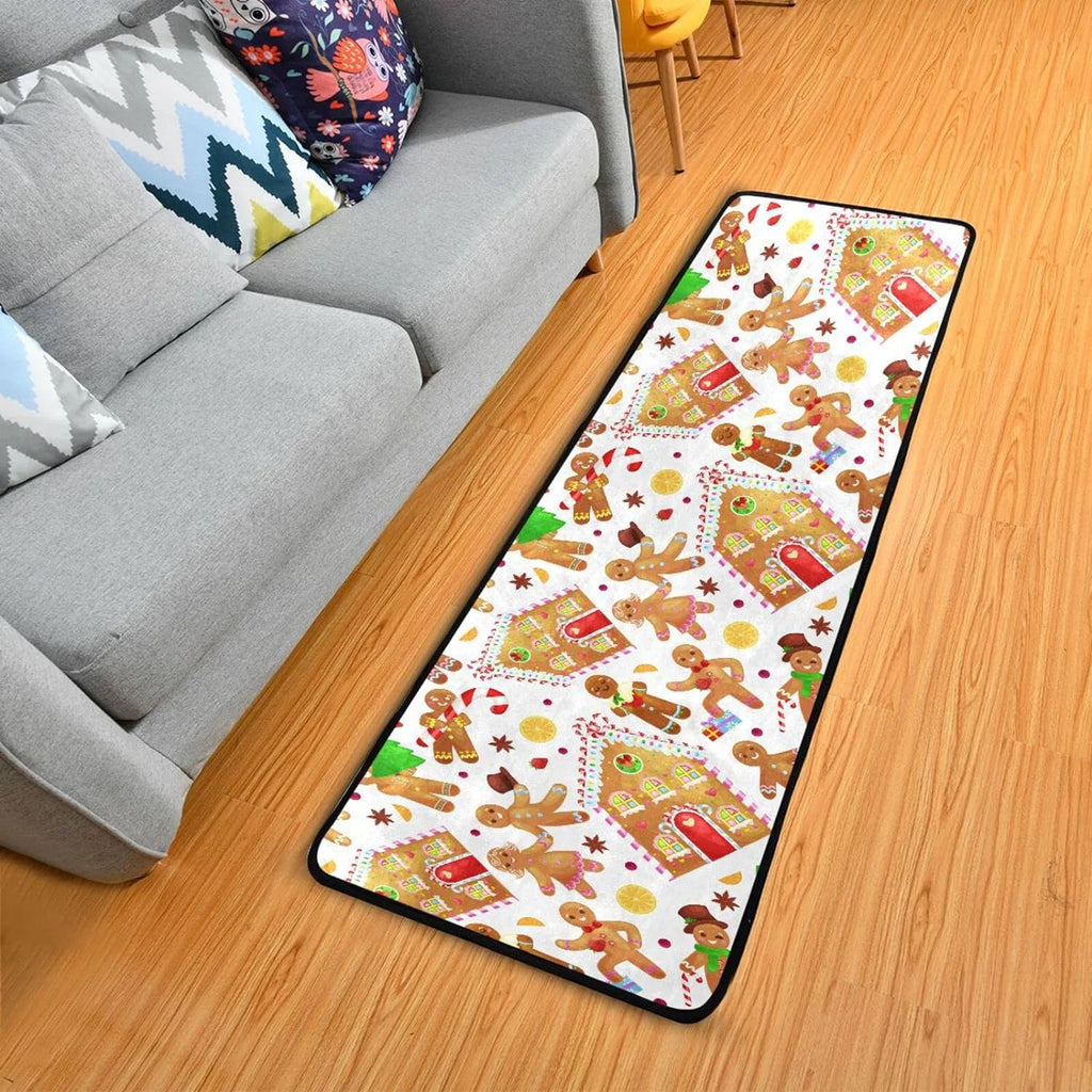 2X6 Feet Christmas Gingerbread Man Runner Rug with Rubber Backing D33443