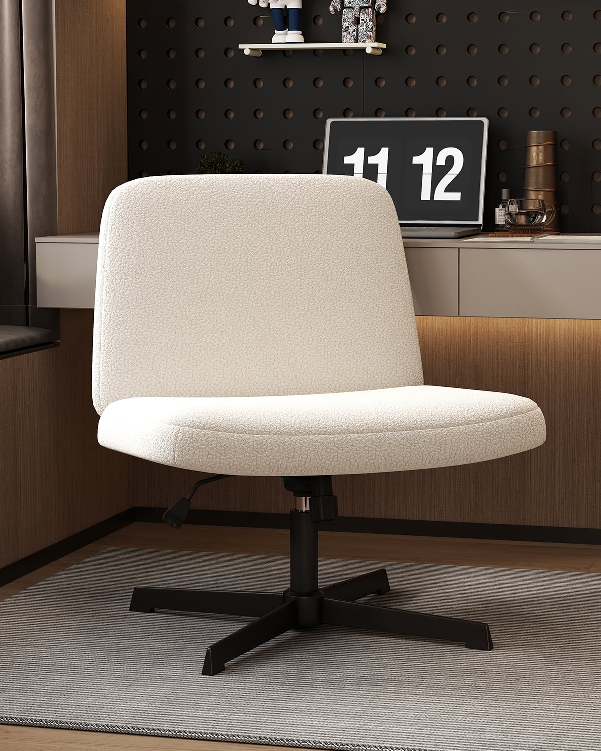 Cross Legged Armless Wide Seat Ergonomic Office Chair F434717