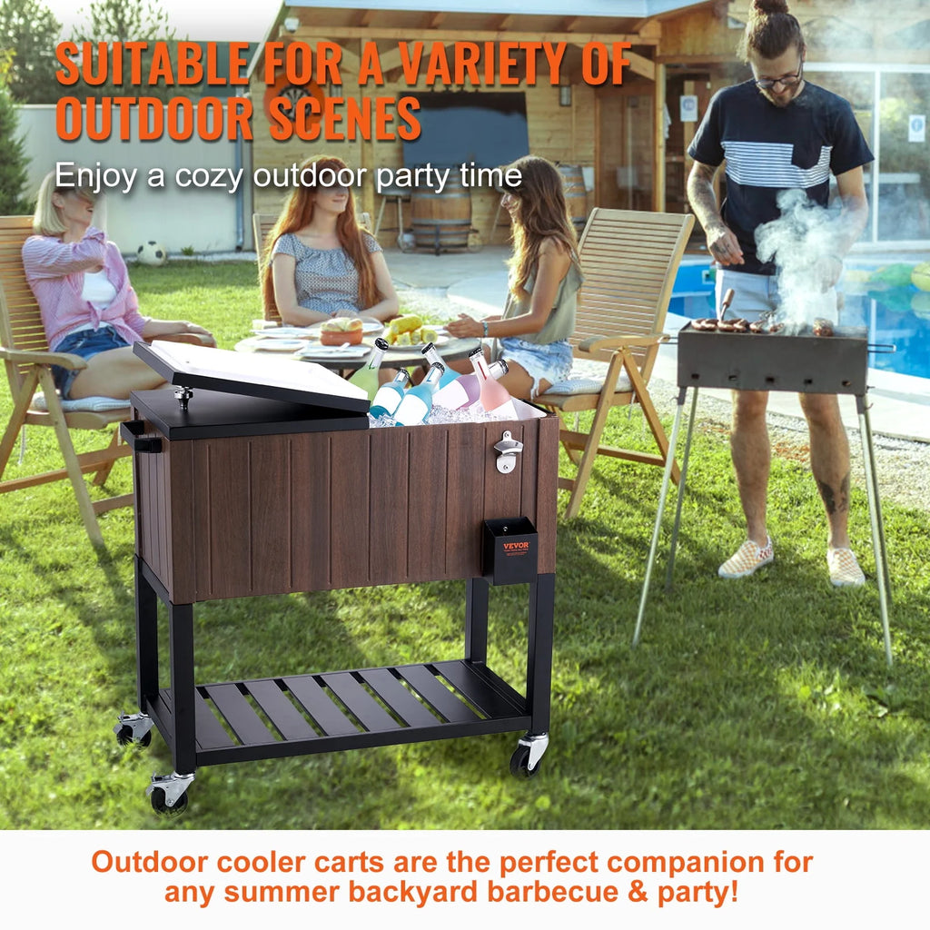 80Qt Rolling Cooler Cart with Bottle Opener S543793