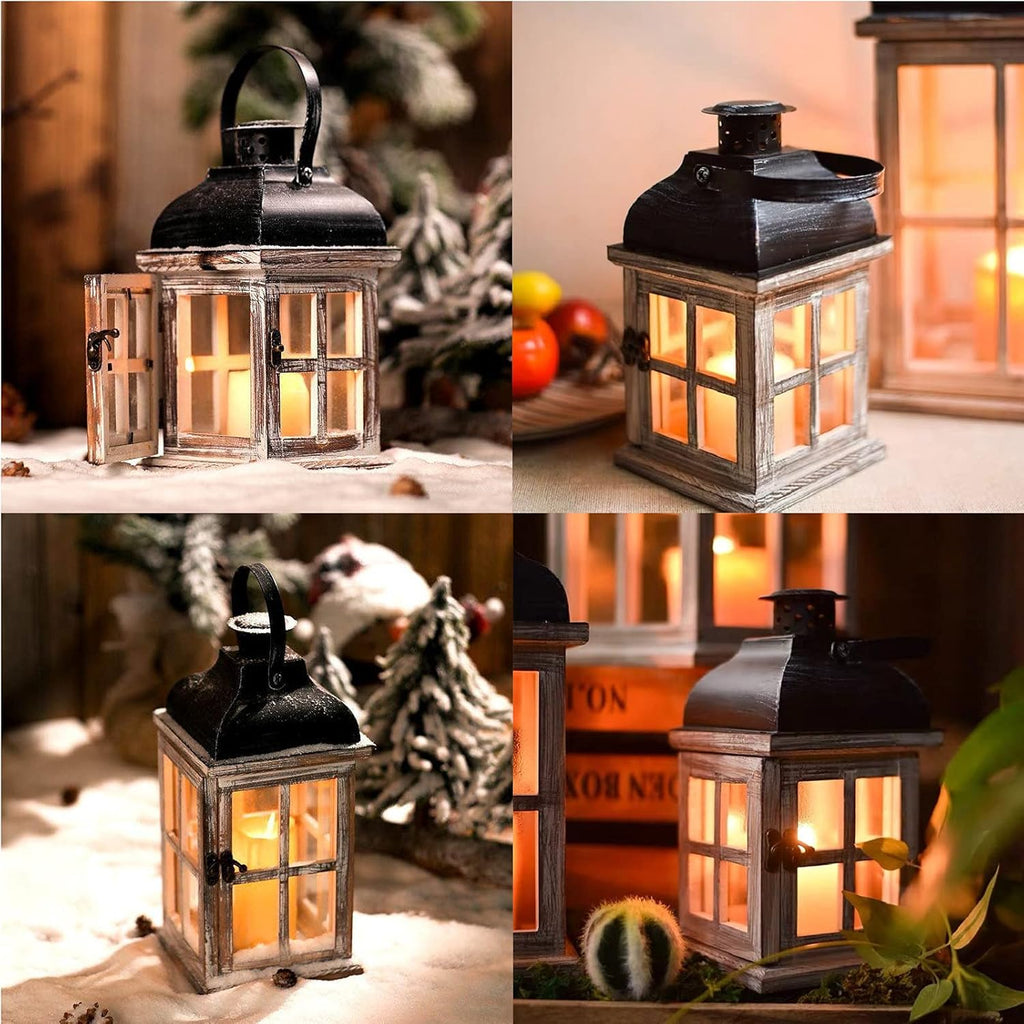 Rustic Wooden Candle Lantern J287008