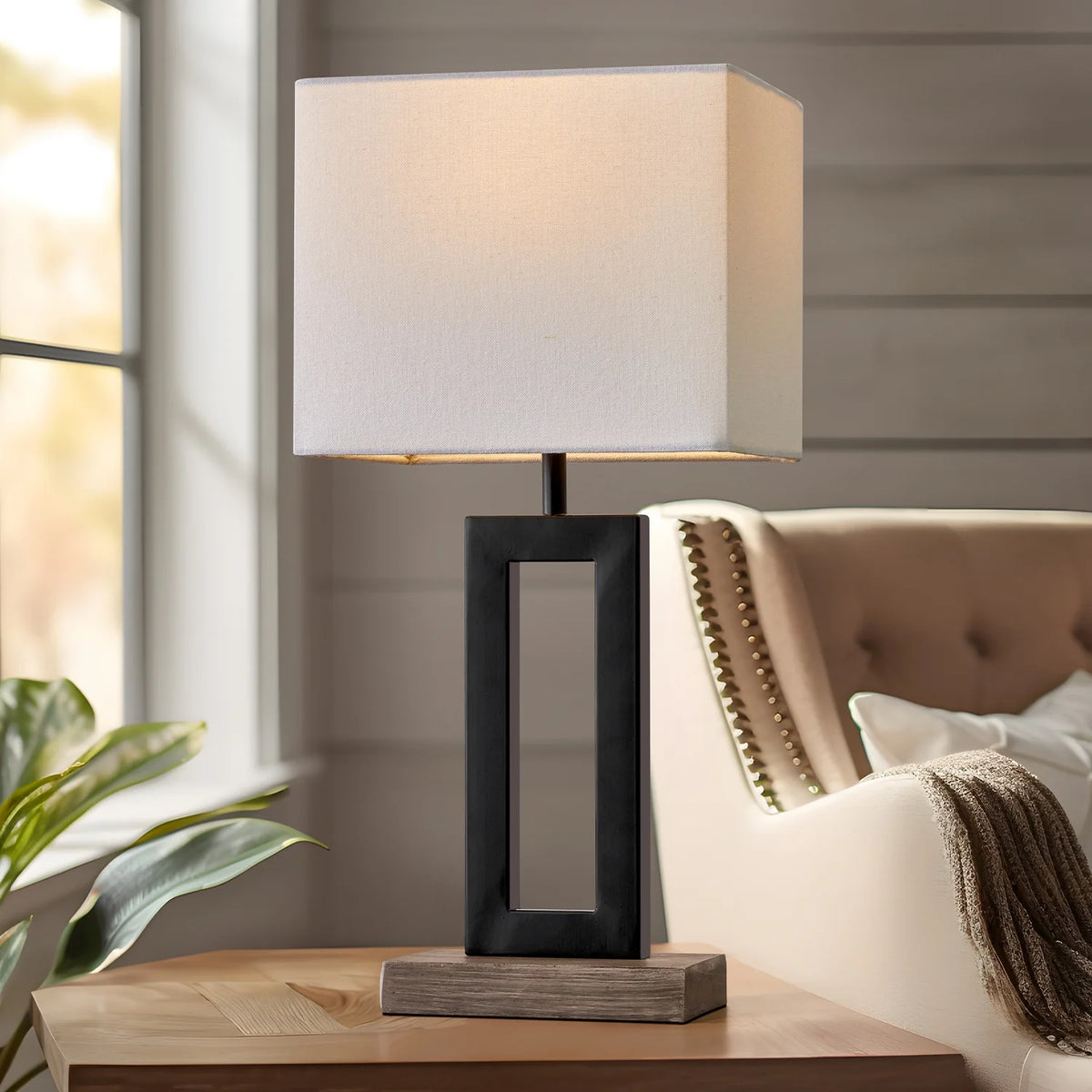 Modern Metal Table Lamp 18" Industrial Black W83248