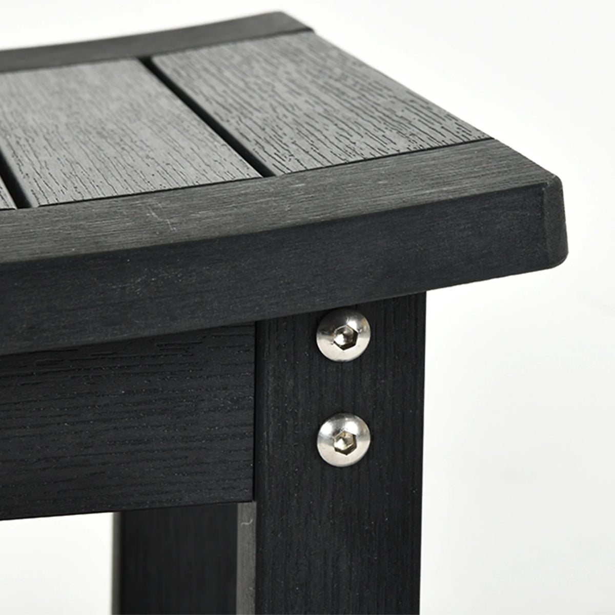 Black Waterproof Poly Lumber Shower Bench with Shelf O72484
