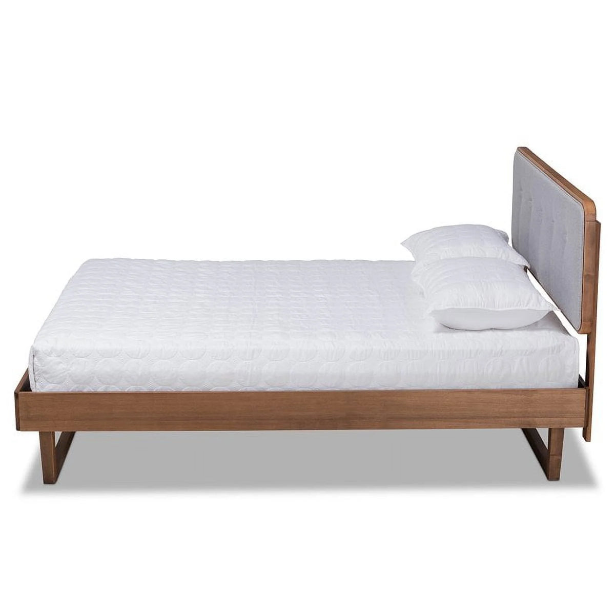 Gray Upholstered Wood Full Size Platform Bed S808