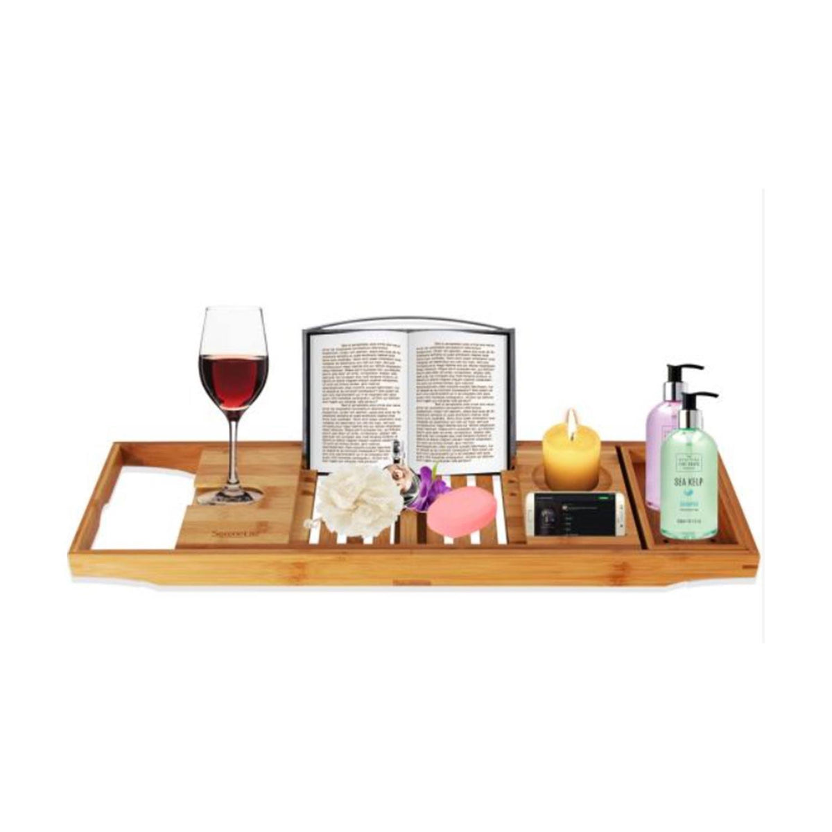 Natural Bamboo Shower Caddy Shelf Tray I301436