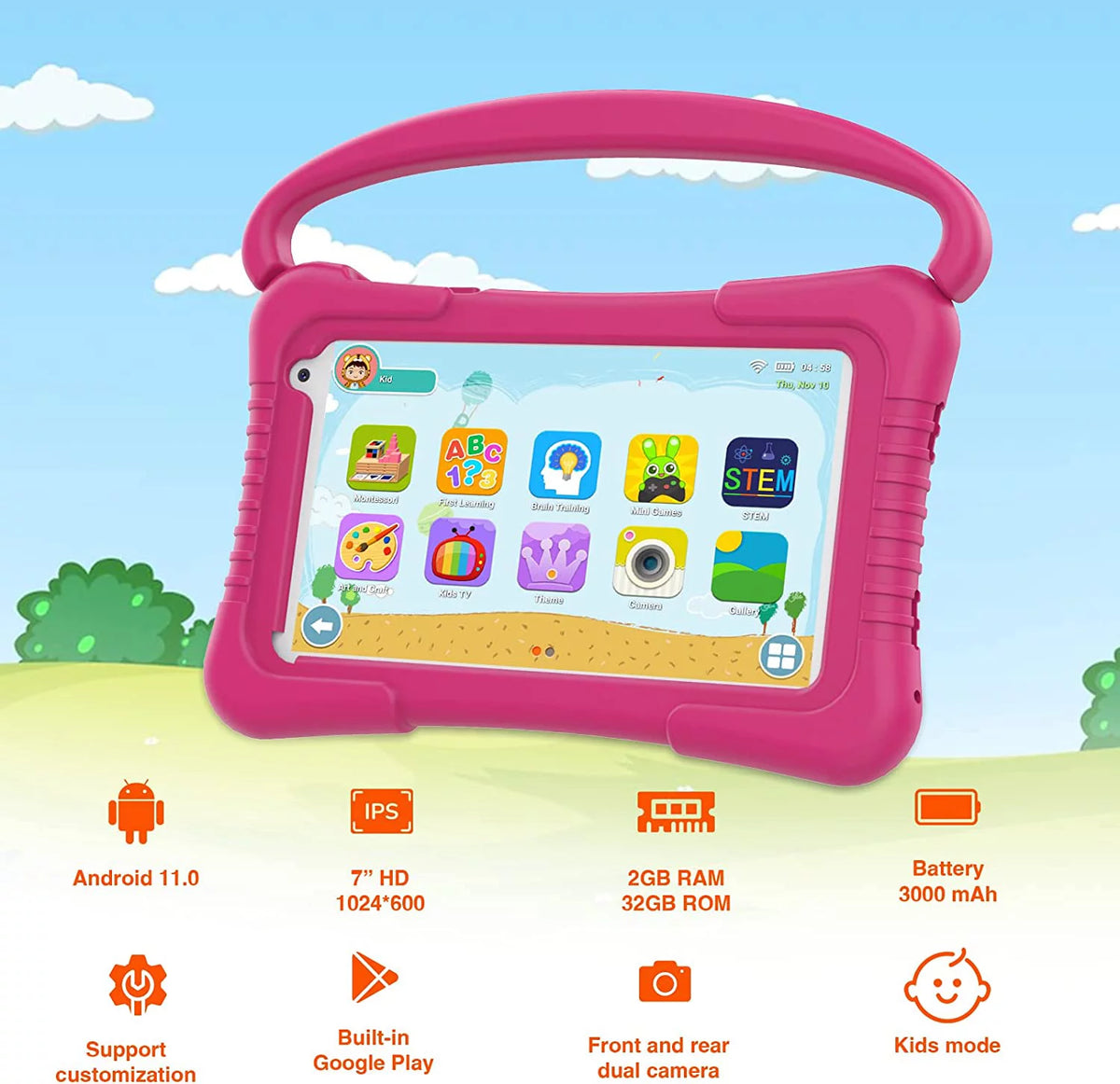 7 inch Kids Tablet 32G Android 11 2GB RAM Dual Camera B81463
