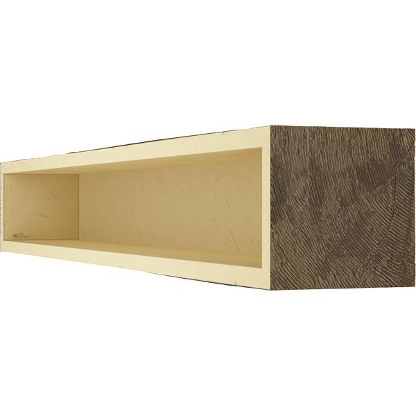 Rough Sawn Faux Wood Fireplace Mantel, Burnished Mahogany F1384