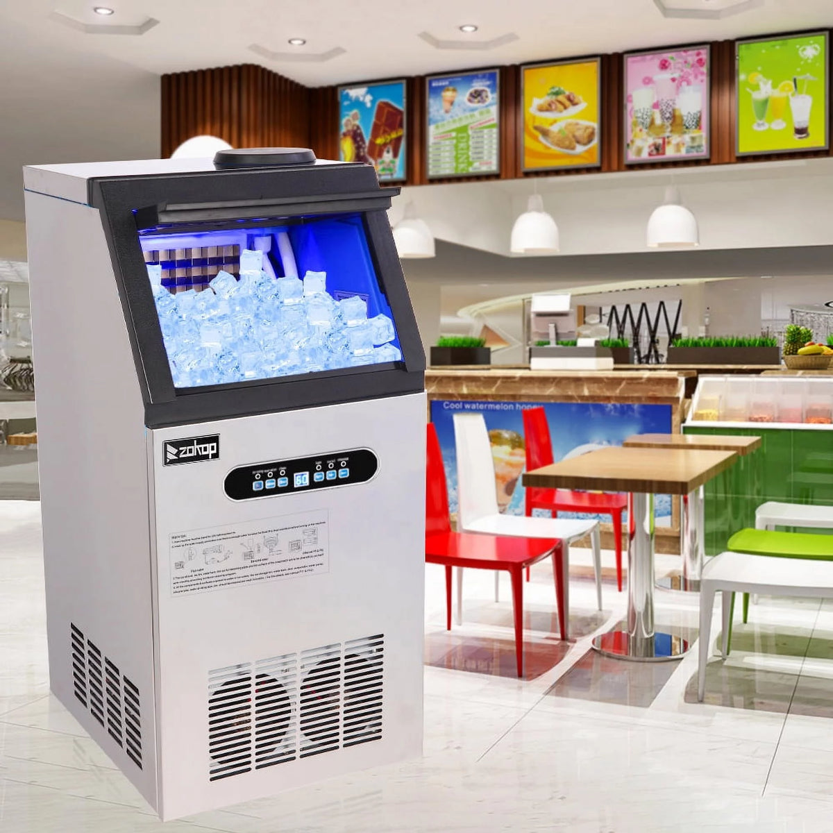150lbs/24h Stainless Steel Freestanding Ice Maker Machine T16701