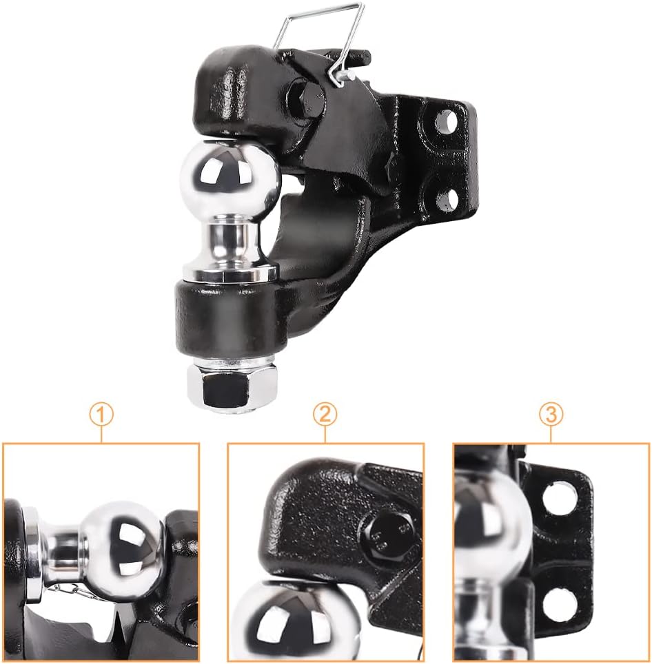 Black 18000 lbs 2" Trailer Ball Pintle Hook Hitch Pack of 2 V4048