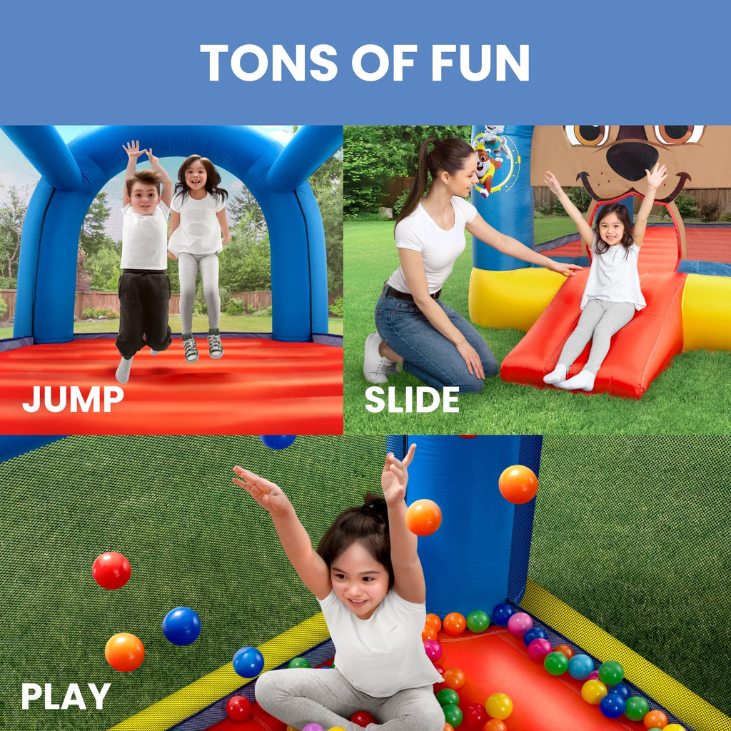 Inflatable Bounce House with Heavy Duty Blower, Ground Stakes, Repair Patches and Storage Bag H54883