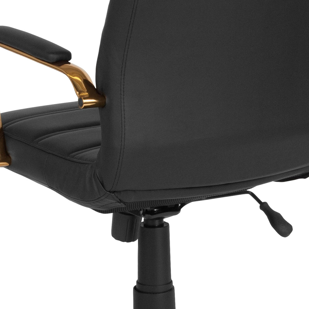 Black LeatherSoft Executive Swivel Office Chair with Chrome Base and Arms G99364