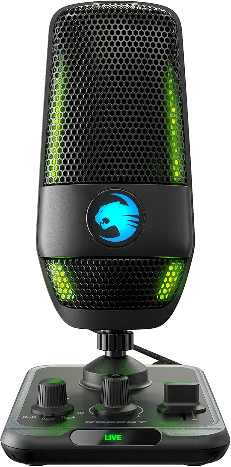 Black USB Microphone with RGB AIMO Lighting A807511