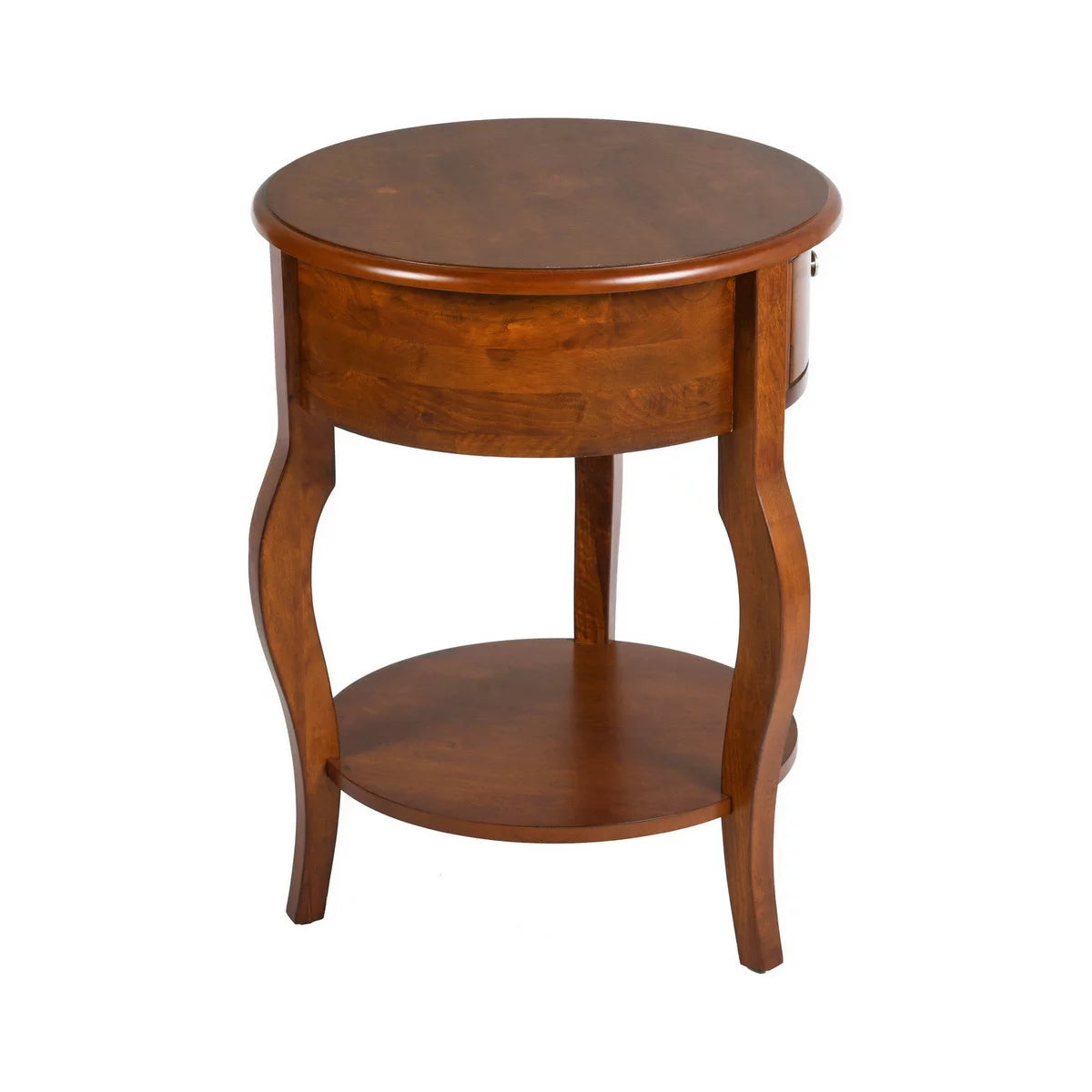 Brown Round End Table with Drawer Storage K450104