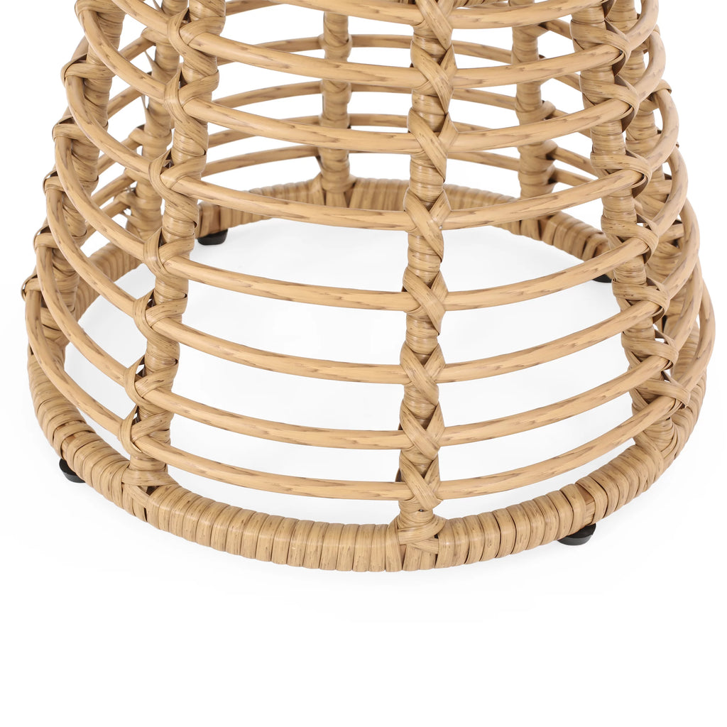 Outdoor Wicker Side Table Light Brown V5388