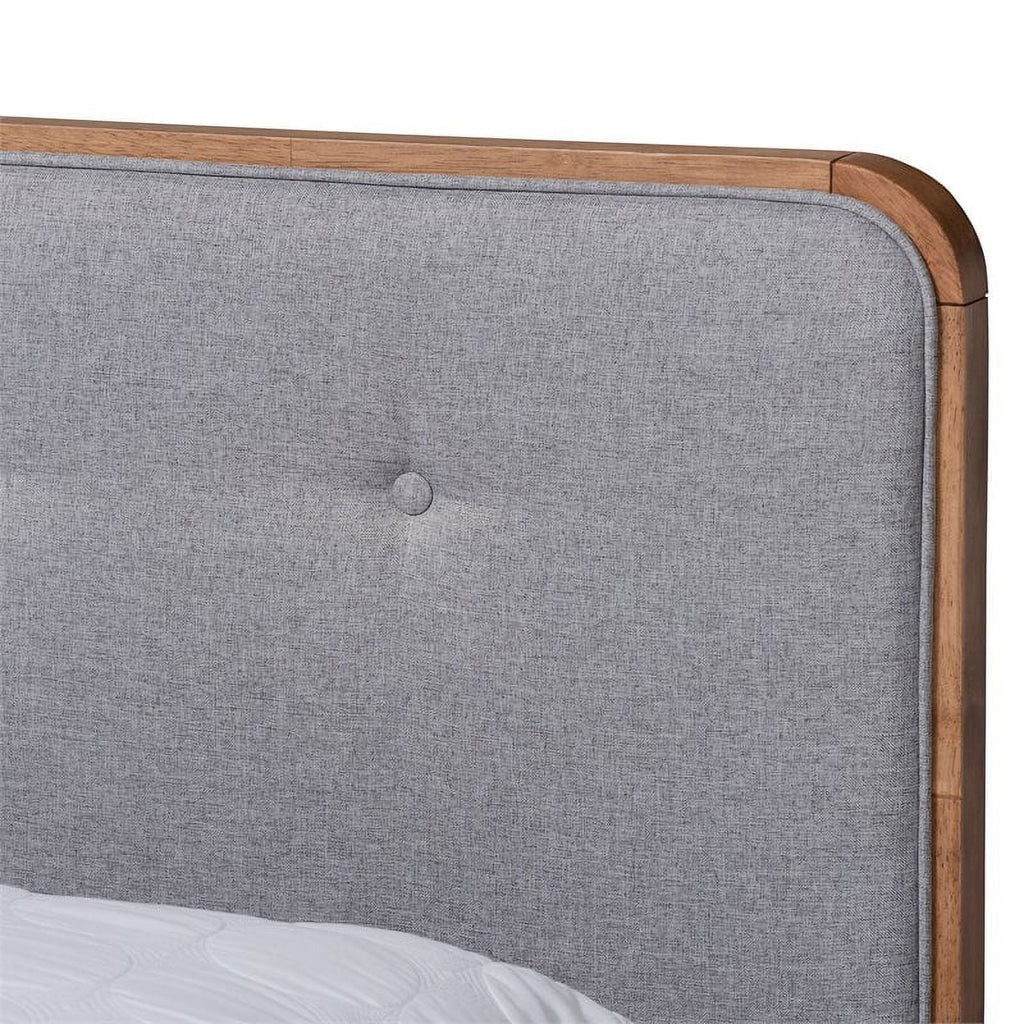 Gray Upholstered Wood Full Size Platform Bed S808