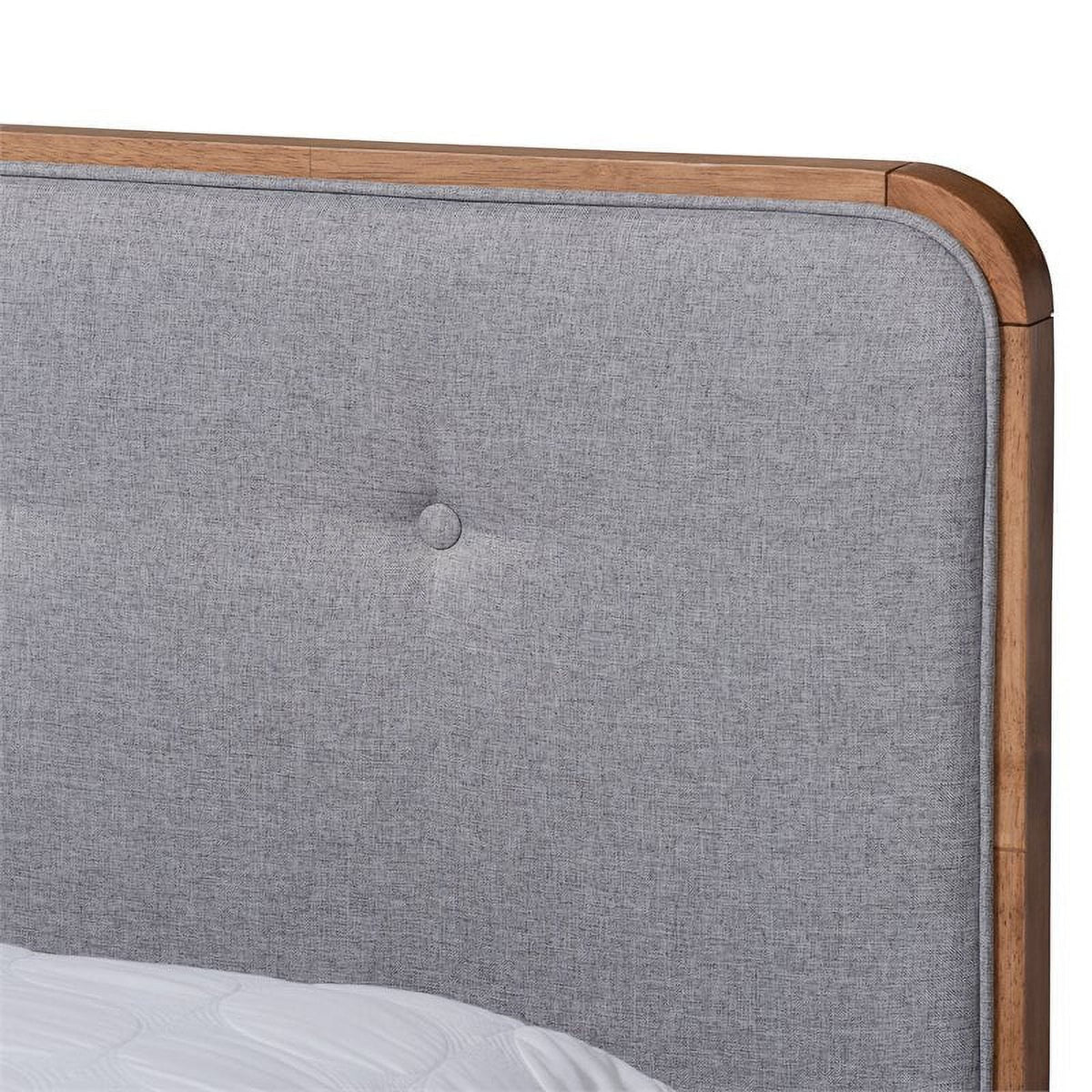 Gray Upholstered Wood Full Size Platform Bed S808