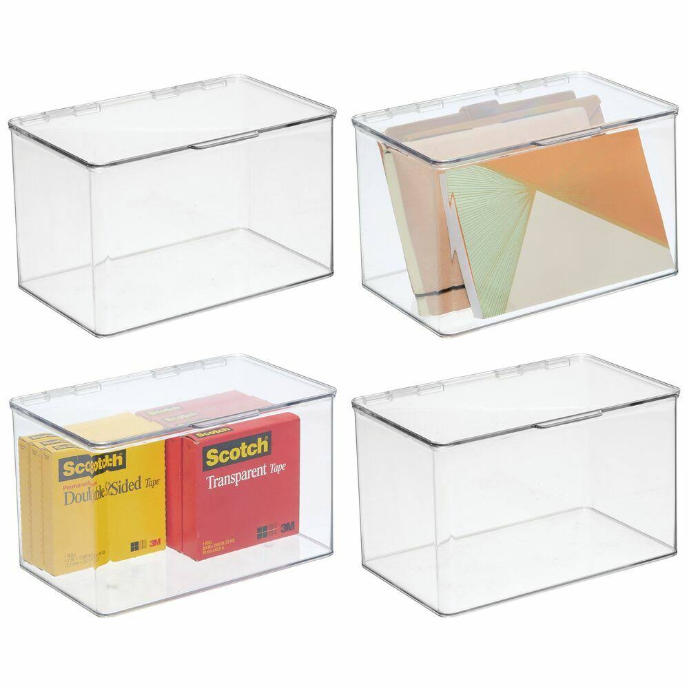 Clear Plastic Desk Organizer Bin Box, 8 Pack M765