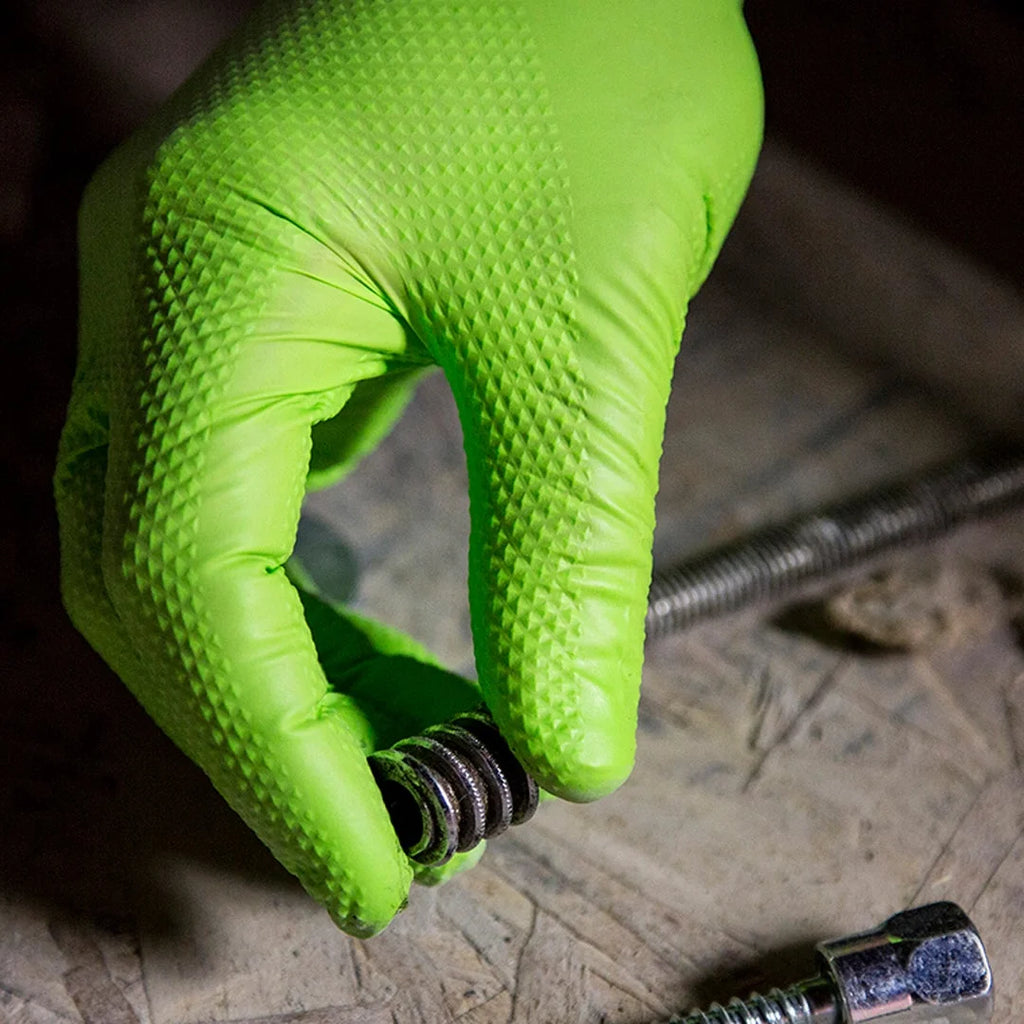 Green Nitrile Disposable Gloves 6 Mil Textured Large 200 O82075