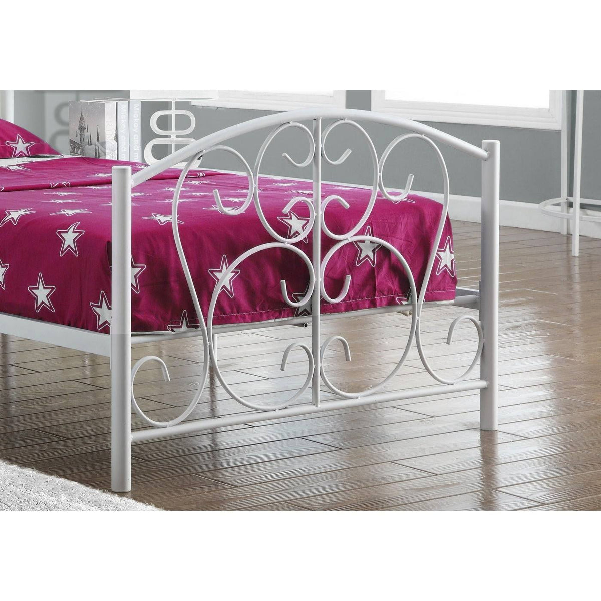 Matte White Rectangular Bed Frame Twin Size X518634