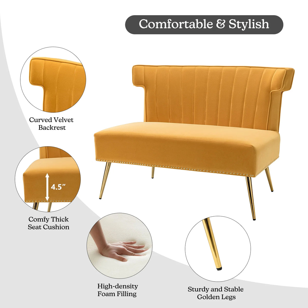 Velvet 2 Seat Wingback Loveseat Sofa O406