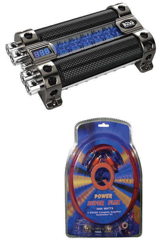 18 Farad Digital Car Audio Capacitor with 4 Gauge Amp Kit I73085