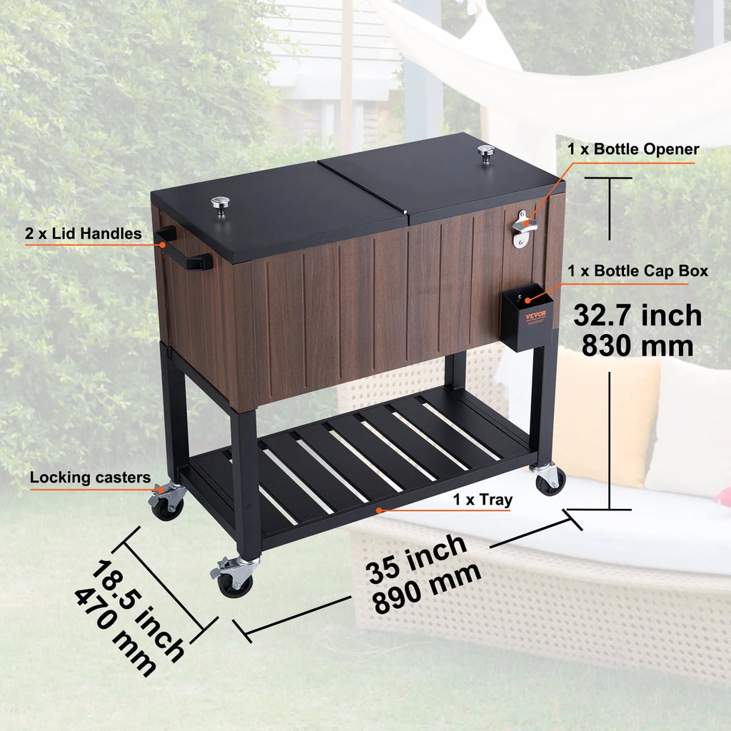 80Qt Rolling Cooler Cart with Bottle Opener S543793
