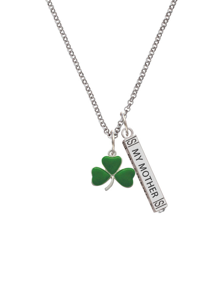 Silvertone Shamrock Bar Charm Necklace, 23" Z930
