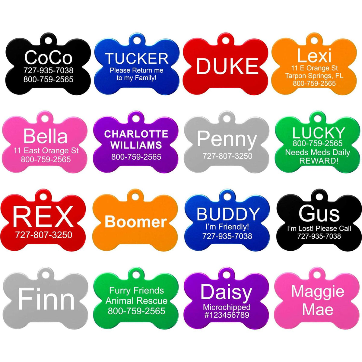Pet ID Tags in 8 Shapes, 8 Colors, and Two Sizes K671078