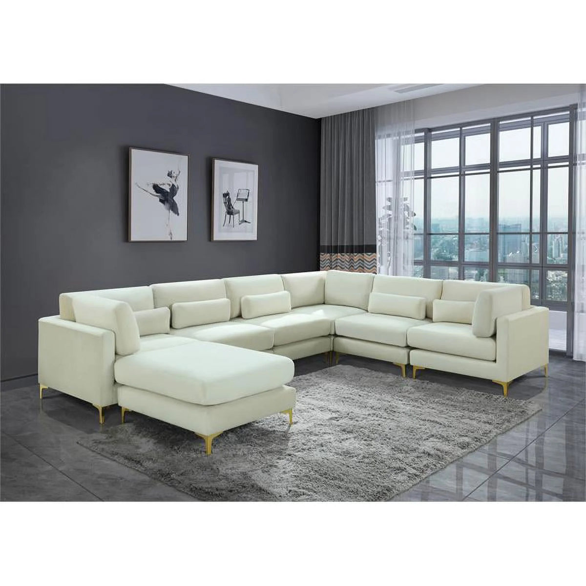 Cream Velvet Modular Sectional R990341